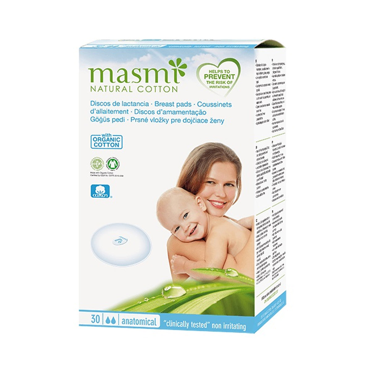 Masmi Breast Pads Organic Cotton 30 Pieces